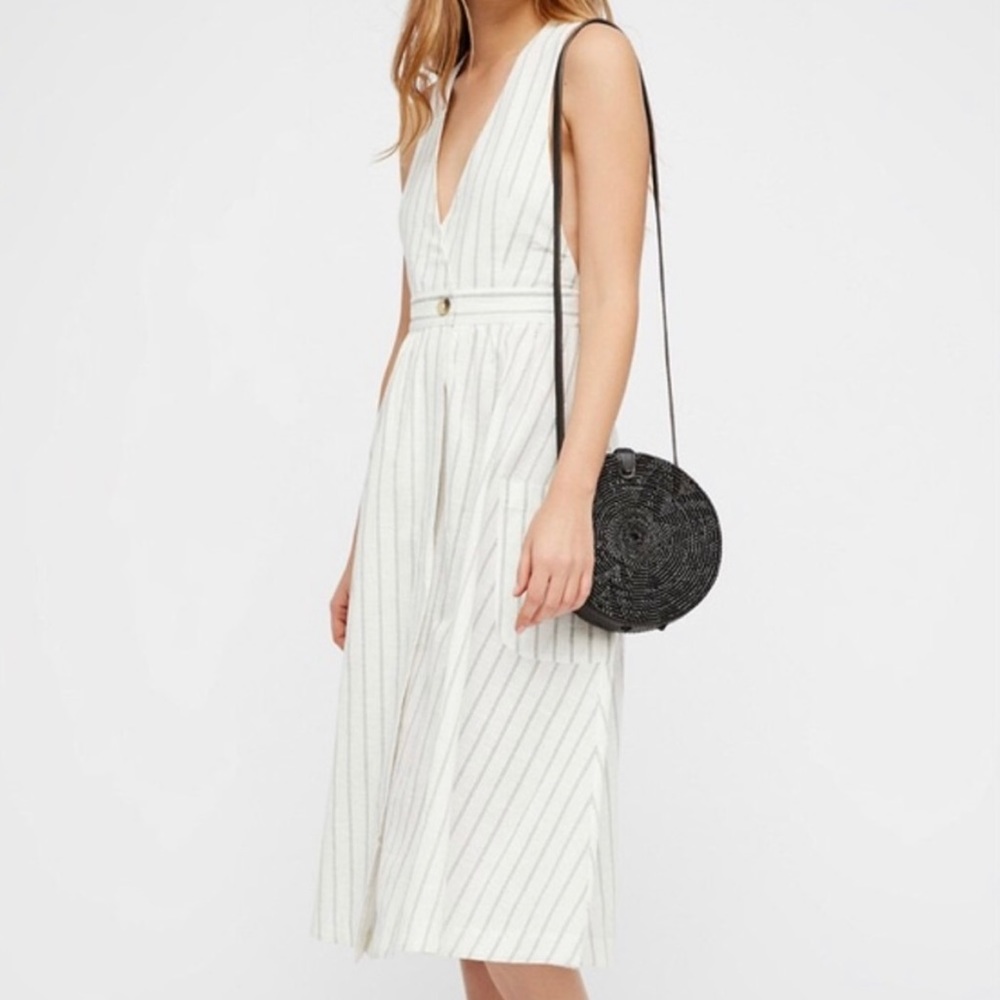 SOLD*NWT Free People Diana Wrap Striped Midi Dress